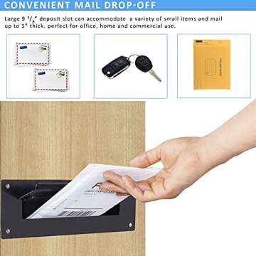 Durabox Through The Wall Mail Slot, Two Piece Deposit Chute Drop for Documents, Mail, Checks, Payments - Adjustable Mail Chute with Pre Drilled Mounting Holes, Screws D100 (Black)