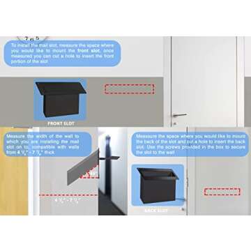 Durabox Through The Wall Mail Slot, Two Piece Deposit Chute Drop for Documents, Mail, Checks, Payments - Adjustable Mail Chute with Pre Drilled Mounting Holes, Screws D100 (Black)