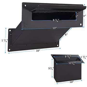 Durabox Through The Wall Mail Slot, Two Piece Deposit Chute Drop for Documents, Mail, Checks, Payments - Adjustable Mail Chute with Pre Drilled Mounting Holes, Screws D100 (Black)