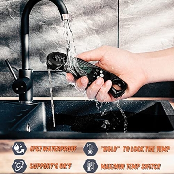 Digital Meat Thermometer - Instant Waterproof Read