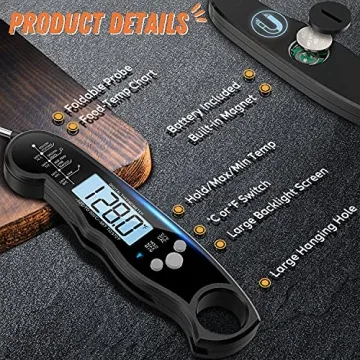 Digital Meat Thermometer - Instant Waterproof Read