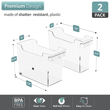 Sorbus Roll Out Storage Bins - Stylish Organizer with Wheels