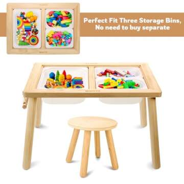 wingyz Sensory Table and Chair Set, 3 in 1 Kids Table for Play Study Art Dining Toys Storage, Sensory Tables for Toddler, Activity Table with Storage Bins, Children's Table Gifts for Boys and Girls