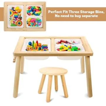 wingyz Sensory Table and Chair Set, 3 in 1 Kids Table for Play Study Art Dining Toys Storage, Sensory Tables for Toddler, Activity Table with Storage Bins, Children's Table Gifts for Boys and Girls