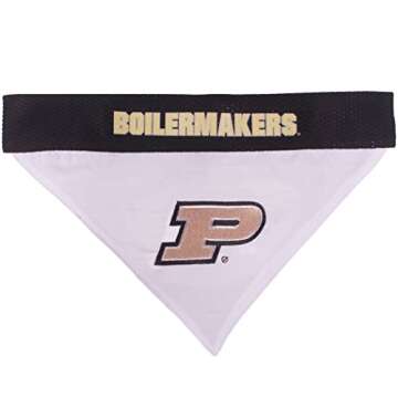 Pets First Collegiate Pet Accessories, Reversible Bandana, Purdue Boilermakers, Small/Medium