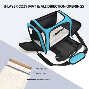 Henkelion Pet Carrier for Small Medium Cats Puppies up to 15 Lbs, Airline Approved Small Dog Travel ...