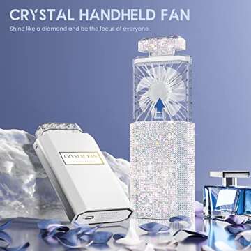 Lady Handheld Fan, Rechargeable Small Personal Fan with 3 Speeds Setting, Powerful Quiet Pull-out Po...