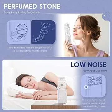 Lady Handheld Fan, Rechargeable Small Personal Fan with 3 Speeds Setting, Powerful Quiet Pull-out Portable Fan, Mini Cooling Desk Electric Fan Safe for Girls Woman Office School- White Rhinestones