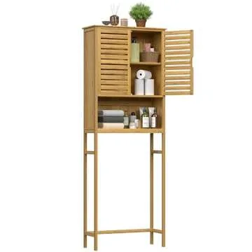 MUPATER Bamboo Bathroom Organizer with Adjustable Shelves