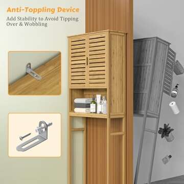 MUPATER Bamboo Bathroom Organizer with Adjustable Shelves