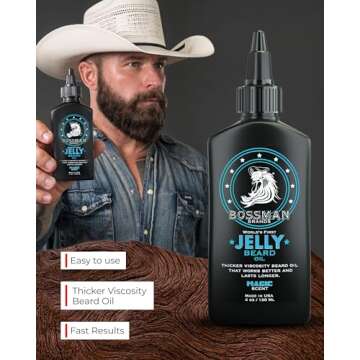 Bossman Jelly Beard Oil for Men (4 oz, Magic Scent) – Softens, Moisturizes & Conditions with Natural Ingredients