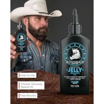 Bossman Jelly Beard Oil for Men (4 oz, Magic Scent) – Softens, Moisturizes & Conditions with Natural Ingredients