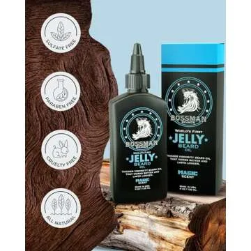 Bossman Jelly Beard Oil for Men (4 oz, Magic Scent) – Softens, Moisturizes & Conditions with Natural Ingredients