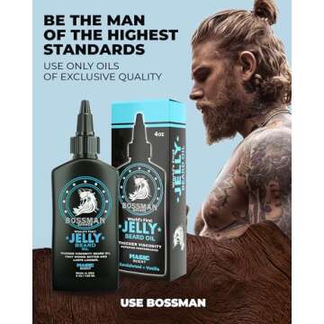 Bossman Jelly Beard Oil for Men (4 oz, Magic Scent) – Softens, Moisturizes & Conditions with Natural Ingredients