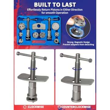 Punmew Brake Caliper Compression Tool 24-Piece Heavy Duty Disc Brake Piston Caliper Compressor Rewind Tool