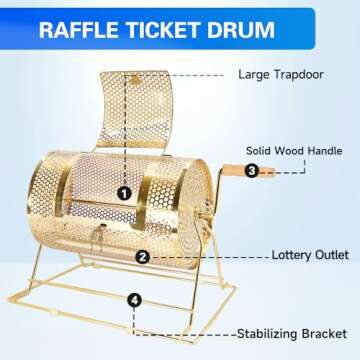 GSE Games & Sports Expert Raffle Drum, Professional Brass Raffle Ticket Spinning Cage, Holds 2,000 Tickets or 80 Ping Pong Raffle Balls (Available in Small, Medium, Large & X-Large)