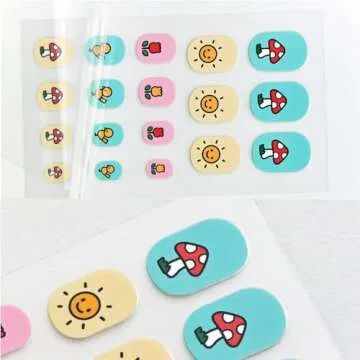Colorful Kid Nail Stickers Full Nail Wraps for Kids Girls Self Adhesive Nail Strips for Nail Art Decoration Fun Including Rainbow Cat Rabbit Flower Strawberry Heart Sun for Age 8 and Older (10 Sheets)