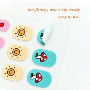 Colorful Kid Nail Stickers Full Nail Wraps for Kids Girls Self Adhesive Nail Strips for Nail Art Decoration Fun Including Rainbow Cat Rabbit Flower Strawberry Heart Sun for Age 8 and Older (10 Sheets)