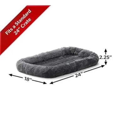MidWest Homes for Pets Bolster Dog Bed 24L-Inch Gray Dog Bed or Cat Bed w/ Comfortable Bolster | Ideal for Small Dog Breeds & Fits a 24-Inch Dog Crate | Easy Maintenance Machine Wash & Dry
