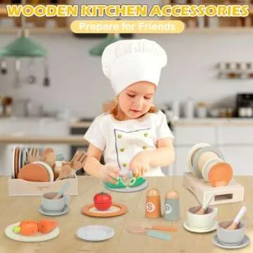 Dreamon Wooden Dishware Playset for Toddlers