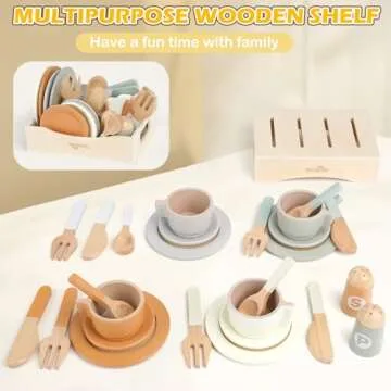 Dreamon Wooden Dishware Playset for Toddlers
