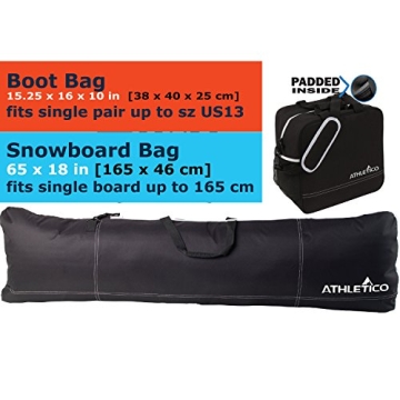Athletico Padded Snowboard and Boot Bag Combo - Durable & Spacious