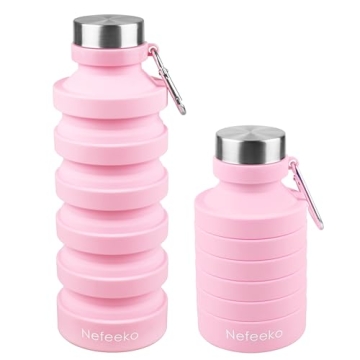 Nefeeko Collapsible Water Bottle, 27oz Reuseable BPA Free Silicone Foldable Water Bottles for Travel...