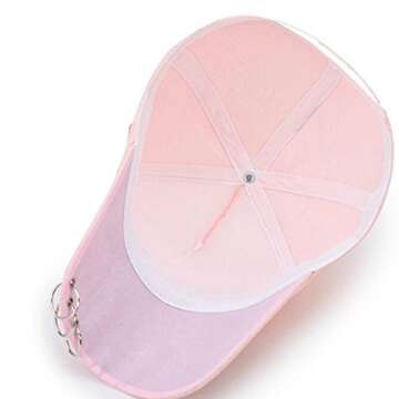 Colygamala Women's Personality Three-Ring Chain Baseball Caps Summer Street Hip Hop Cap Pink/White
