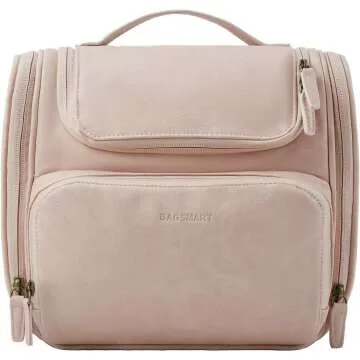BAGSMART Pink Toiletry Bag for Women - Water-resistant