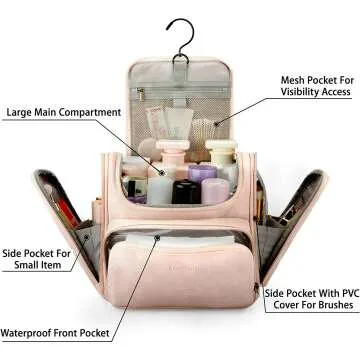 BAGSMART Pink Toiletry Bag for Women - Water-resistant