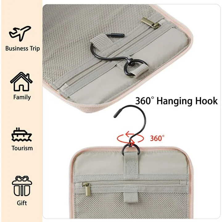 BAGSMART Pink Toiletry Bag for Women - Water-resistant