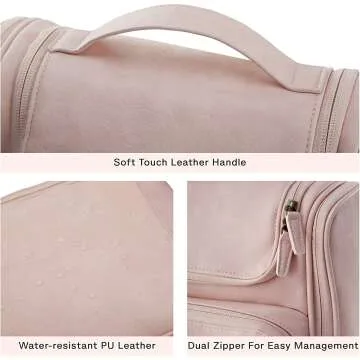 BAGSMART Pink Toiletry Bag for Women - Water-resistant