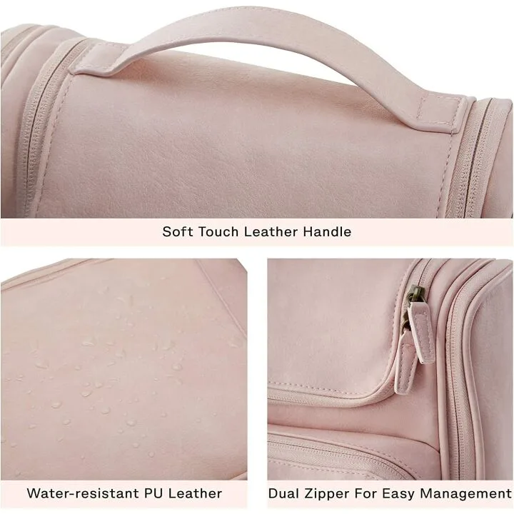 BAGSMART Pink Toiletry Bag for Women - Water-resistant