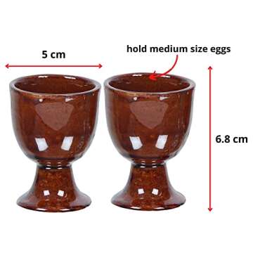WHOLELIFEOBJECTS Soft Boiled Egg Holder | Ceramic Egg Cup Set | Ceramic Egg Holder Pottery Housewarming Gift Set of 2 (Brown)