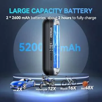 CYCPLUS Electric Air Compressor Portable Bicycle Pump Car Tire Inflator, Max 150 PSI, Auto Shut-Off Air Pump with Presta and Schrader Valves for All Bicycles Motorcycles and Cars