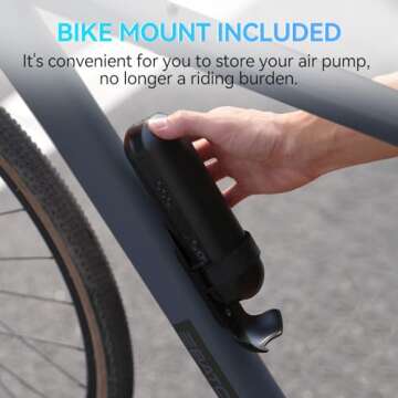 CYCPLUS Electric Air Compressor Portable Bicycle Pump Car Tire Inflator, Max 150 PSI, Auto Shut-Off Air Pump with Presta and Schrader Valves for All Bicycles Motorcycles and Cars