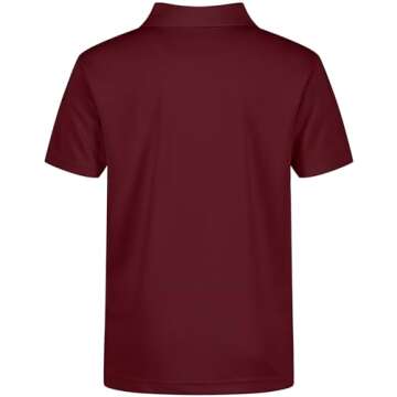 Nautica Boys' School Uniform Short Sleeve Polo Shirt in Burgundy