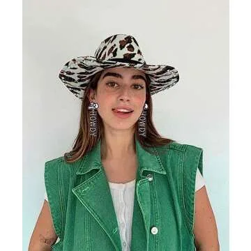 Western Dangle Earrings Rhinestone Cowgirl Boot Hat Dangling Earrings Handmade Layered Tassel Earrings Cowboy Howdy Hat Drop Dangly Earrings Western Country Outfits for Women (howdy tassel earrings)