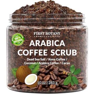 100% Natural Arabica Coffee Scrub with Organic Coffee & Shea Butter - Best body scrub 10 oz