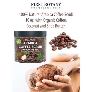 100% Natural Arabica Coffee Scrub with Organic Coffee & Shea Butter - Best body scrub 10 oz
