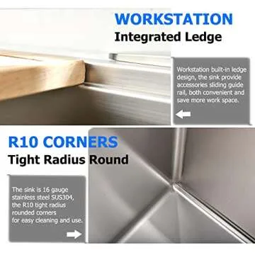 BoomHoze 27 Inch Undermount Kitchen Sink Workstation - Stainless Steel