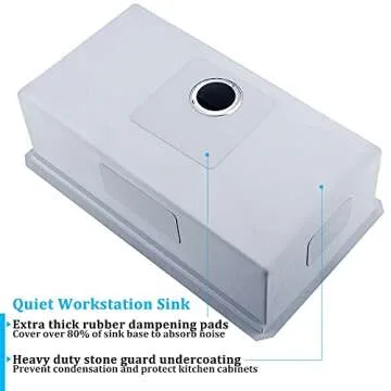 BoomHoze 27 Inch Undermount Kitchen Sink Workstation - Stainless Steel