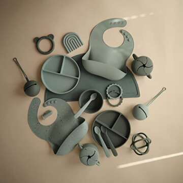 mushie Silicone Pacifier Holder Case (Cambridge Blue)