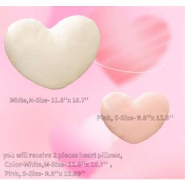 2 Pcs Heart Pillow Soft Heart Shaped Throw Pillows, Faux Rabbit Fluffy Heart Shaped Cushion for Girl...
