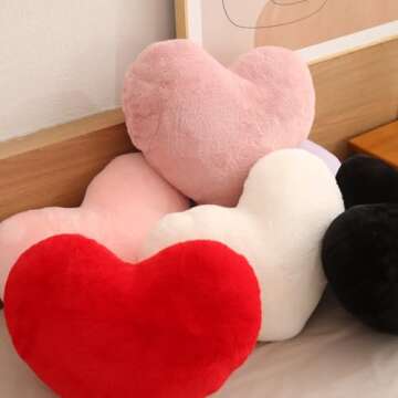 2 Pcs Heart Pillows - Soft Fluffy Cushions for All
