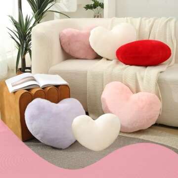 2 Pcs Heart Pillows - Soft Fluffy Cushions for All