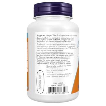 NOW Foods Omega-3-100 Softgels for Heart Health 200 Count