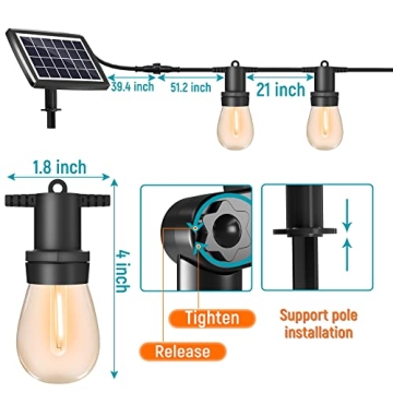 48FT Solar String Lights - Shatterproof & Waterproof Outdoor Decor