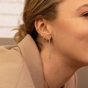 MEVECCO Gold Beaded Hoop Earrings for Women 18K Gold Plated Hoop Earrings Handmade Simple Minimalism...