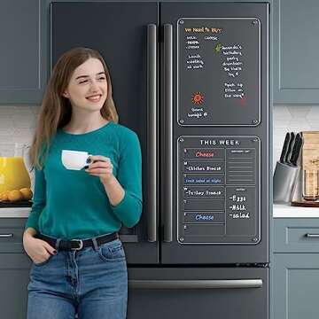 QUEENLINK Magnetic Calendar for Fridge, 12" X 16" Clear Acrylic Dry Erase Board - Monthly Refrigerator Planner Board for Family, Home, Kitchen